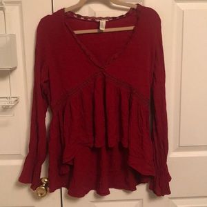 high and low lace border blouse